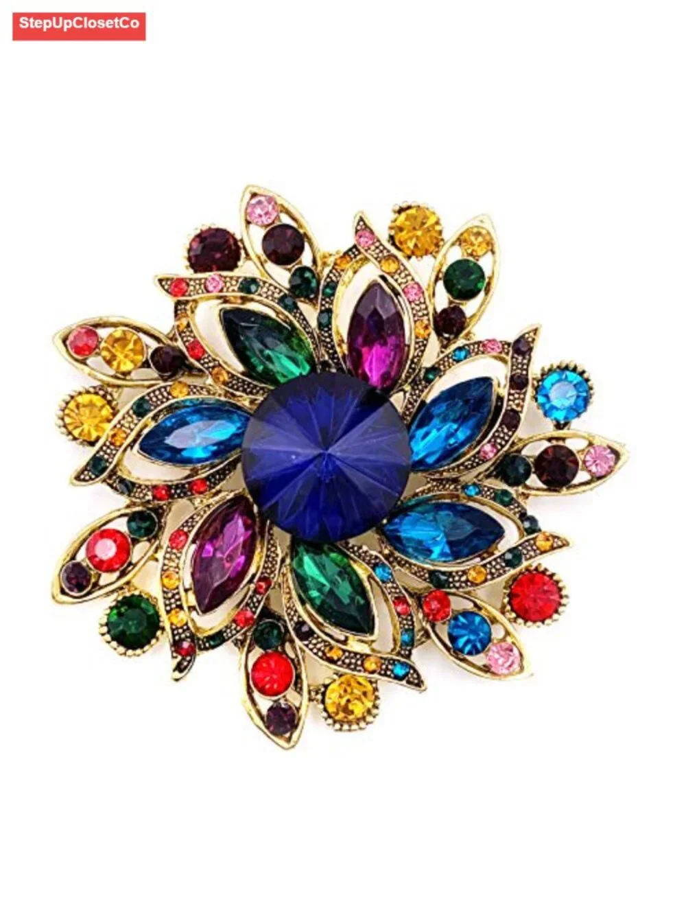 Vintage Crystal Flower Brooch for Women Wedding Party Pin